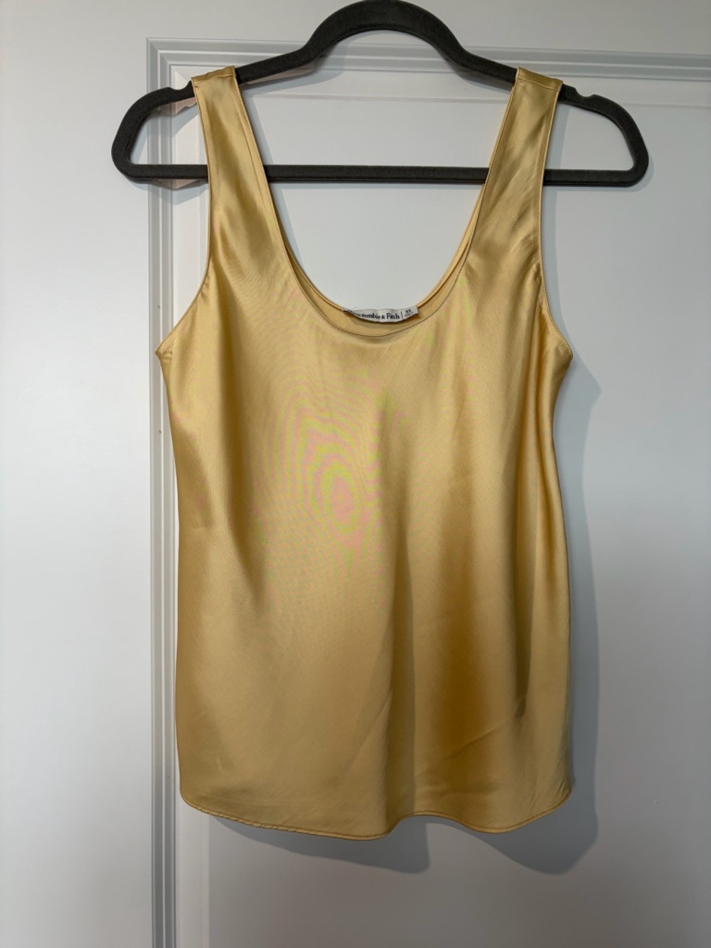 Abercrombie & Fitch Satin Scoop Tank in Light Yellow